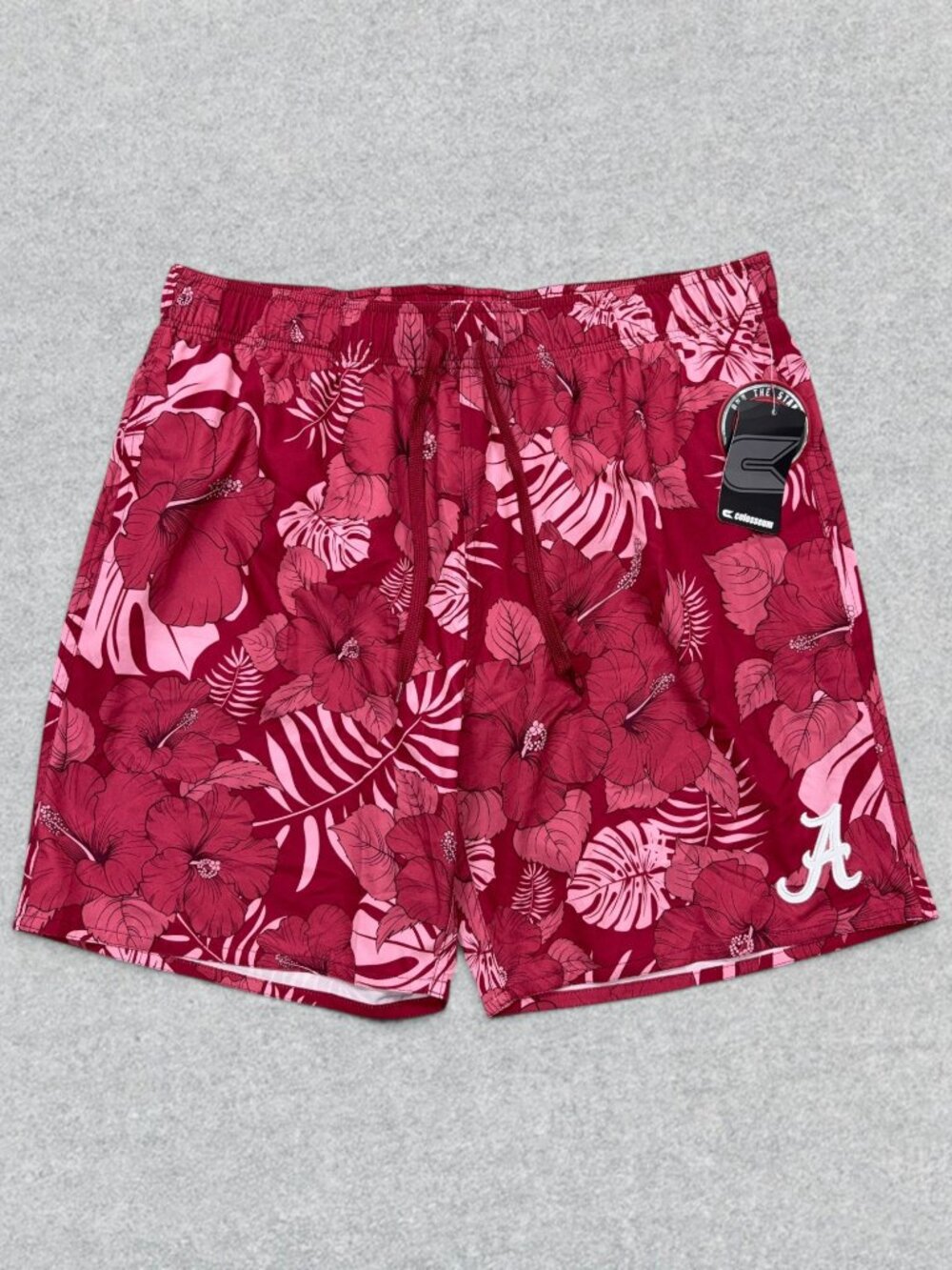 Alabama Crimson Tide Swim Trunks Men's XXL Red Floral Colosseum The Dude NWT